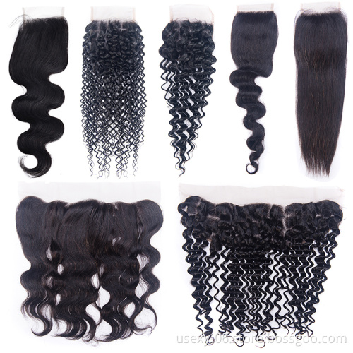 hd lace frontal 2x6 4x4 5x5 13*4 lace closure human hair weave virgin hair cheap lace closure human hair bundles with closure